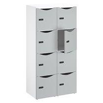 Casier de bureau Lockers 8 cases - Corps blanc, portes gris perle - H 170,9 cm_0