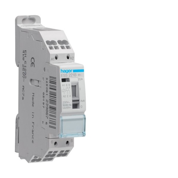 CONTACT CDE MANU 20A 2F 230V - AUTOMATISMES HAGER ESS221B