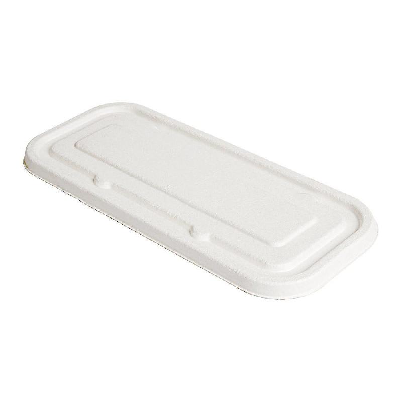 Couvercle pour barquette bagasse 500 ml 23,2 x 10,2x 1 cm blanc - par 600_0