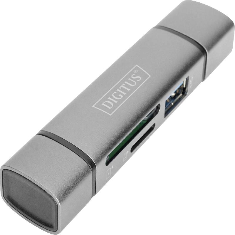 Digitus DA-70886 Lecteur de cartes mémoire externe / Hub USB 3.0, USB-A, USB-C? Gris - gris DA-70886_0