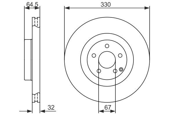Disque de frein Bosch 0986479415 - poinçonné et ventilé - 5 trous - épaisseur 32 mm_0