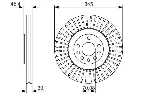 Disque de frein ventilé Bosch 0986479A24 - Avant, boîte de 1 disque_0