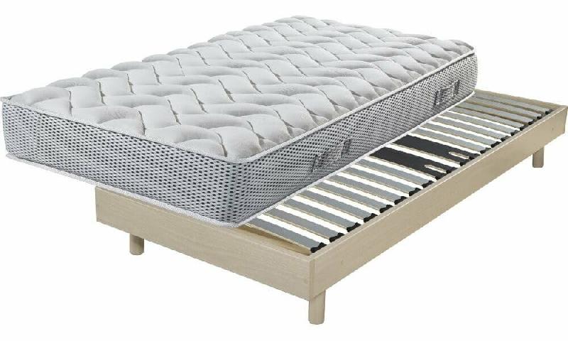 ENSEMBLE MATELAS SOMMIER YOGI  BOIS CLAIR 90X190 CM