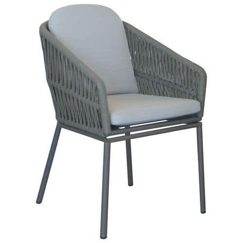 FAUTEUIL IRIS TRESSÉ RÉSINE/ALU - ÉCRU/KAKI - PROLOISIRS