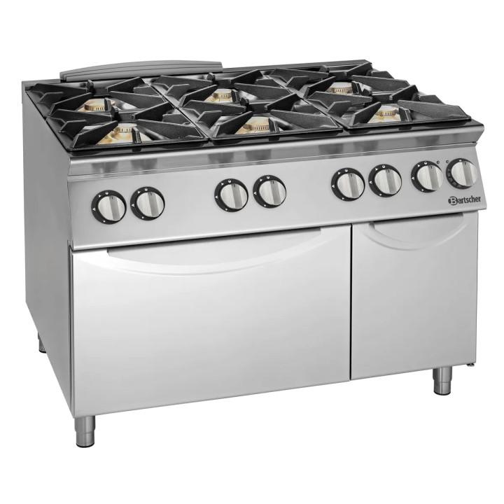 Fourneau à gaz PRO 6 brûleurs sur four électrique GN 2/1, 48 000 W, GAZ - 400 V_0