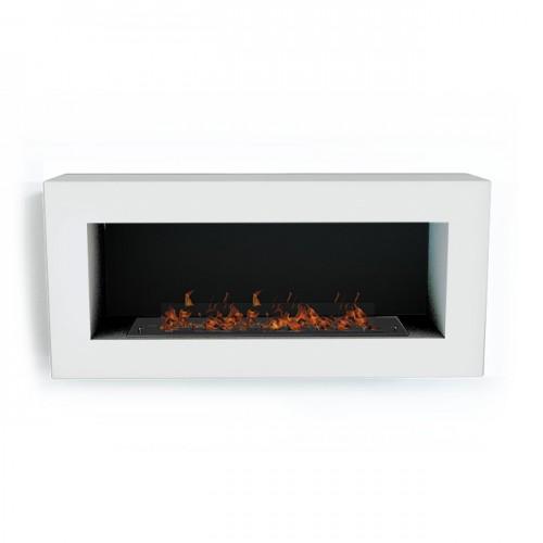 FOYER BIOÉTHANOL AVEC BRÛLEUR 720 INOX TERMOBIO ET CAISSON MURAL BIOWALL BLANC TERMOFOC