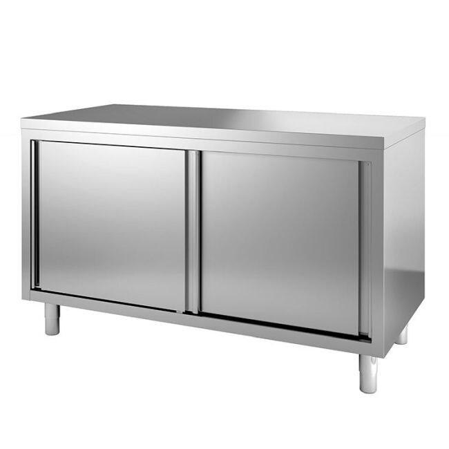 Gastro-Inox Armoire de travail en inox avec portes coulissantes 1000x600x880mm - inox 7445908411405_0