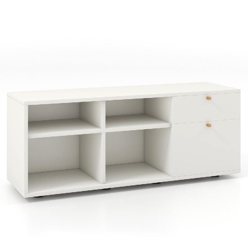Helloshop26 - Armoire de rangement meuble d'entrée 108 x 39 x 50 cm avec 2 tiroirs et 4 cubes moderne en mDF blanc 20_0010251 - blanc métal 30002260_0