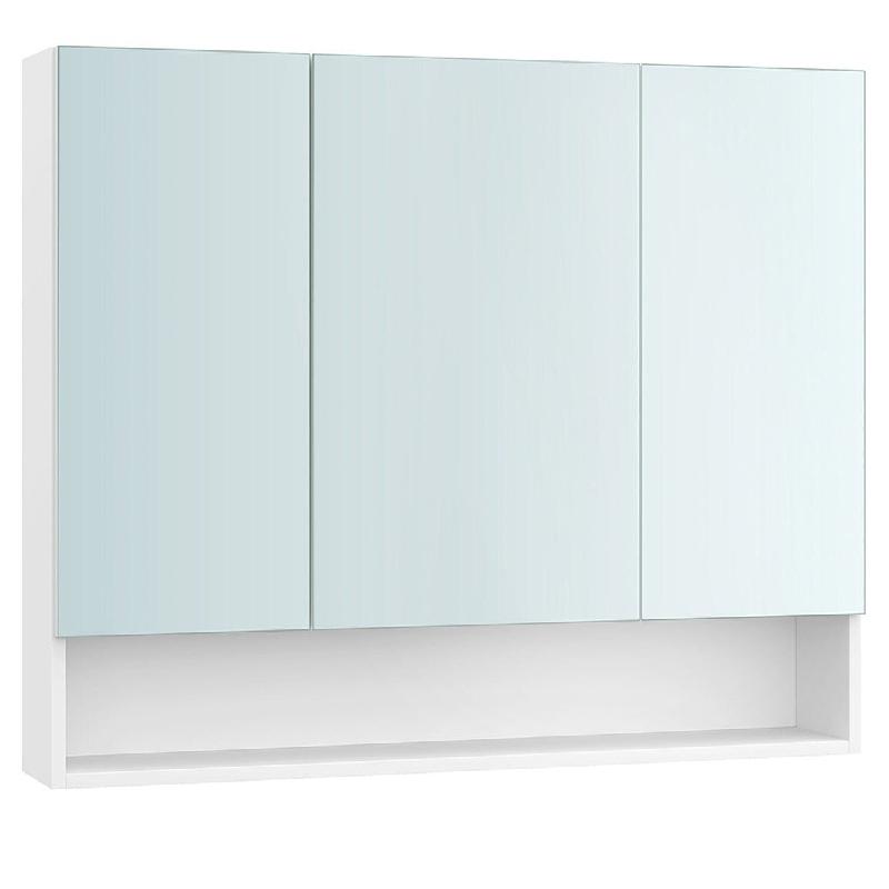 Helloshop26 - Armoire de salle de bain avec portes miroir meuble de rangement armoire murale à miroir compartiment ouvert étagères 12_0004015 - ver_0