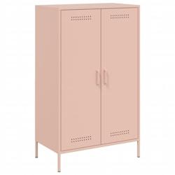 HELLOSHOP26 - Buffet haut industriel en acier rose - 68 x 39 x 113 cm - avec 6 compartiments et portes pratiques_0