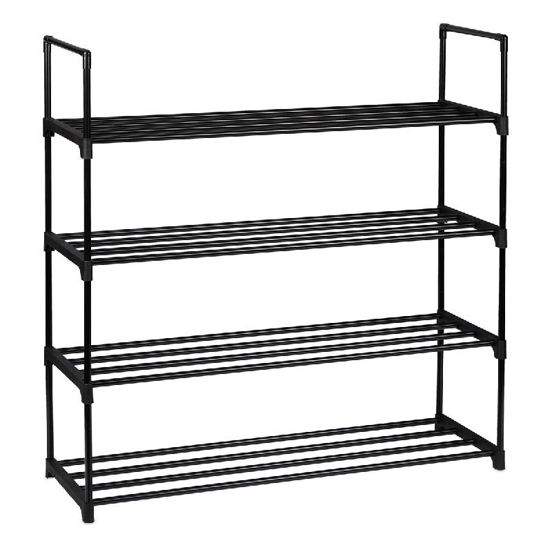 Helloshop26 - Étagère à chaussures en métal noir 91,5 x 90,5 x 30,5 cm rangement flexible en couloir et camping 13_0010475 - noir métal 3000245254371_0
