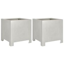 Helloshop26 - Jardinière bac lit surélevé plantes fleurs jardin terrasses lot de 2 30 x 30 x 30 cm acier inoxydable Argent 02_0038922 - 3000217949847_0