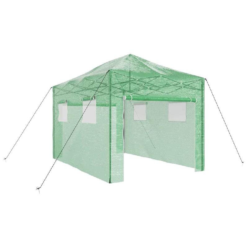 Helloshop26 - Serre de jardin rectangulaire pliable 280 x 410 x 315 cm accès facile design moderne en fer vert 02_0058859 - vert 3000240817915_0