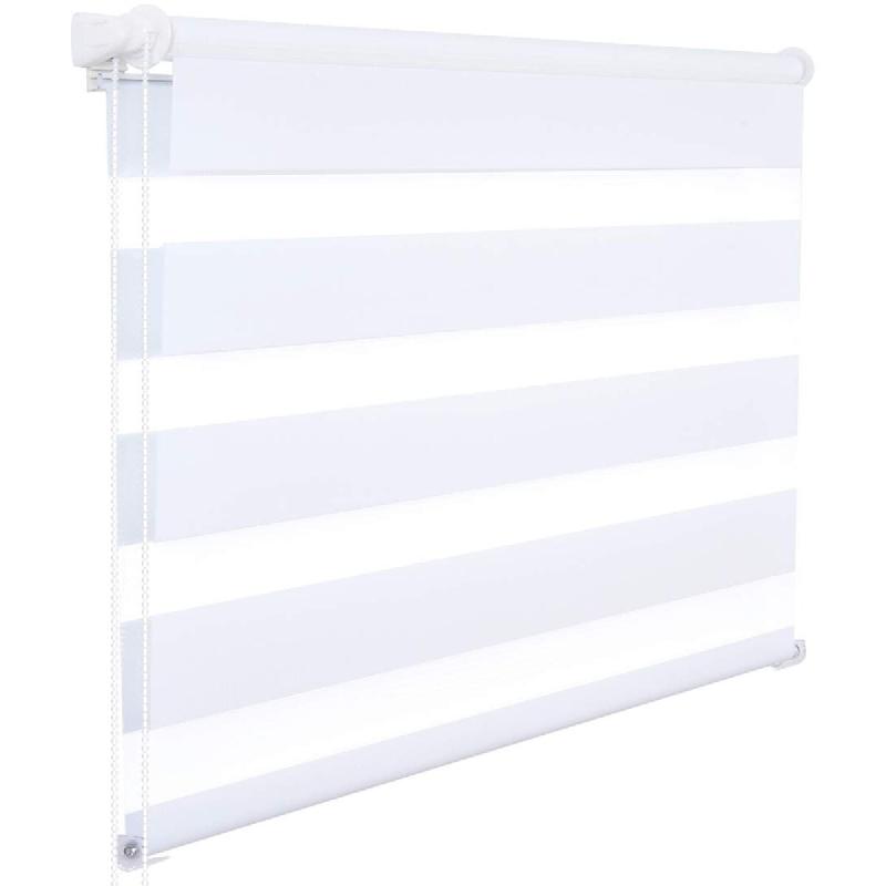 Helloshop26 - Store enrouleur zebra day and night rouleau double couche 100x220 cm blanc 19_0000853 - blanc polyester 3000246268988_0