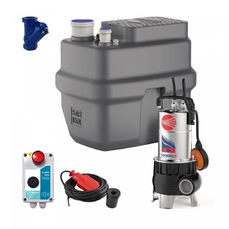 Kit Station de Relevage Pedrollo SAR 100L ZXM 1A/40 - 220V - Débit 15 m3/h - Flotteur intégré et accessoires complets_0