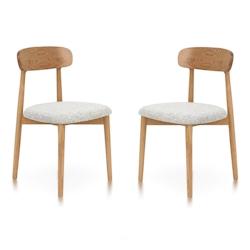 Kosmi Lot de 2 chaises en bois massif naturel avec assise confortable en tissu chiné gris clair – Design moderne et élégant - gris Bois massif 37_0