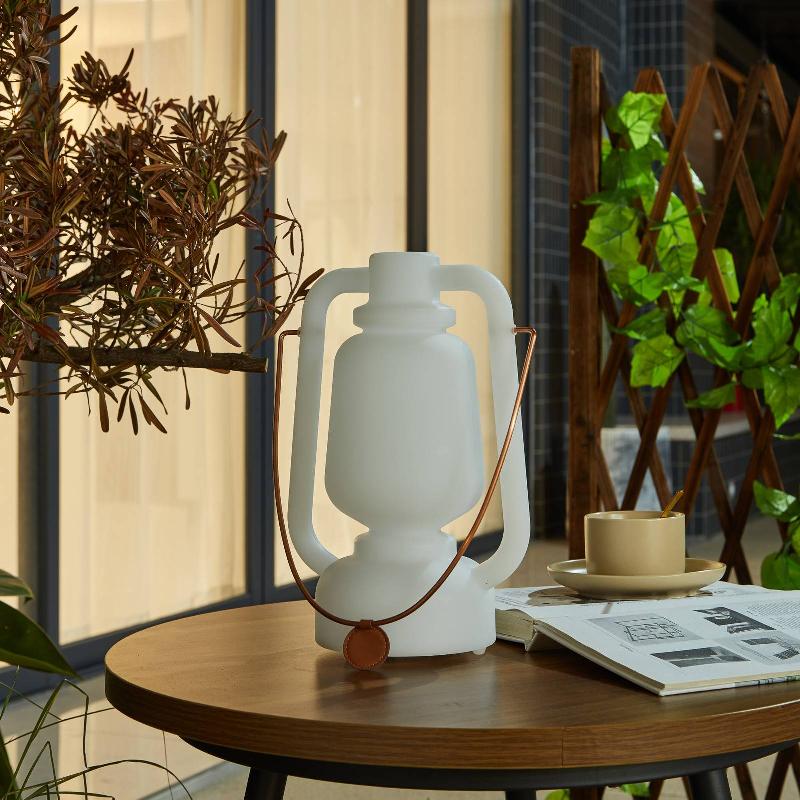 LINDBY LAMPE DE TABLE LED RECHARGEABLE NELLA, BLANC, USB, IP44, INTENSITÉ