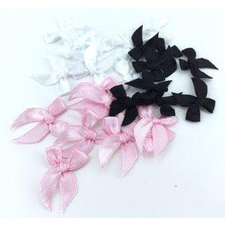 LOT DE 100 NOEUDS EN RUBAN SATIN À COLLER - 3 COULEURS