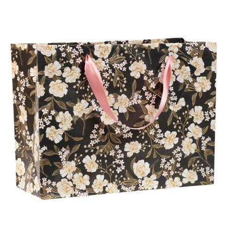 LOT DE 4 - SAC CADEAU ''PRIMEROSE'' 32 X 13 X 24,5 CM - NOIR
