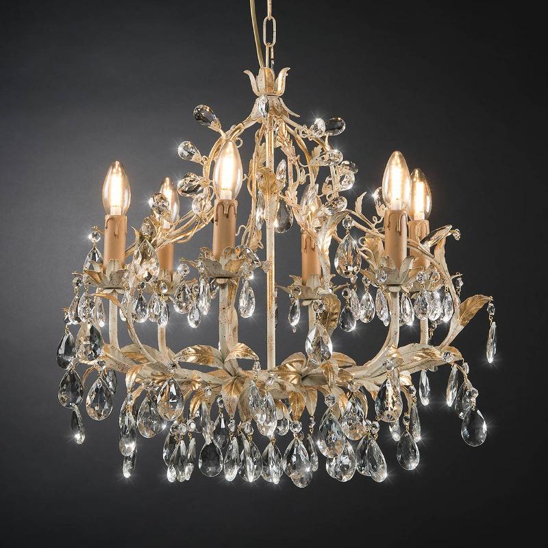 FERRO LUCE LUSTRE 360/6 SP, 6 LAMPES AVEC PENDENTIF EN VERRE