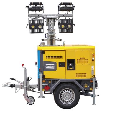Mât d'éclairage mobile Atlas Copco HiLight H5+ - LED, couverture lumineuse 5000m², faible consommation - disponible en location_0