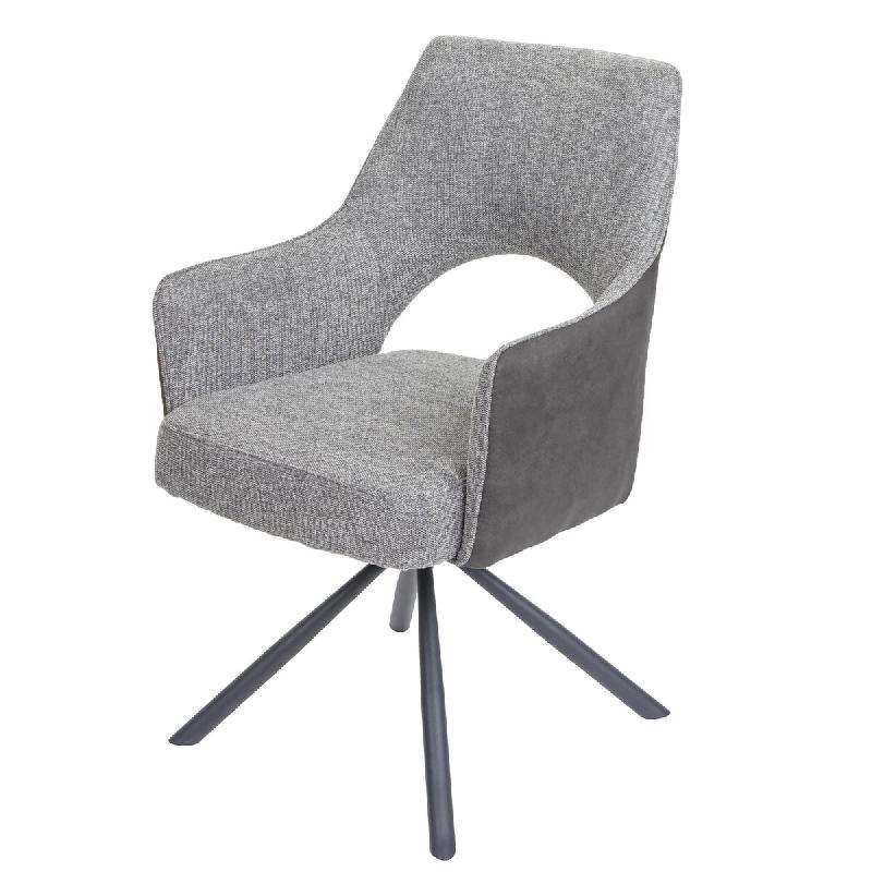 Mendler Chaise de salle à manger HWC-K30, chaise de cuisine, pivotante Position Auto, tissu/textile MVG ~ gris-gris foncé - gris textile 89651_0