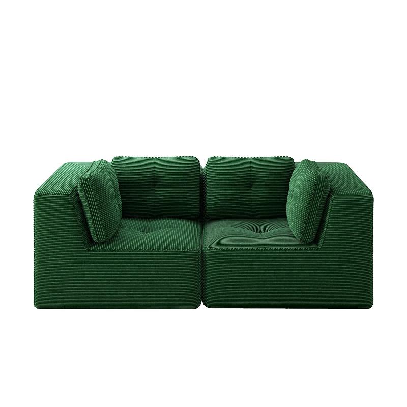 Merax Canapé modulable 2 places, Cloud Sofa Cord sans cadre, canapé lounge près du sol, avec accoudoirs larges, vert - vert multi-matériau W3325S00263_0