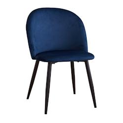 Mobiliara Chaises Eva velours bleu nuit - Lot de 2 - bleu textile A06393/01_0