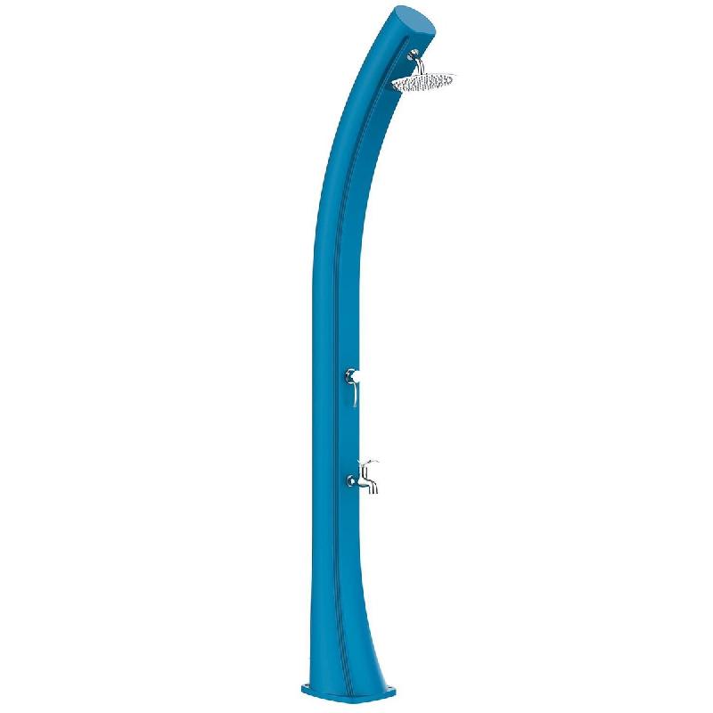 MPC Douche solaire Rio XXL, bleue, structure courbe PEHD, 226cm, pomme 15.24cm, réservoir 40L, lave-pieds, Starmatrix. - bleu plastique DOCCIASOLARE-_0