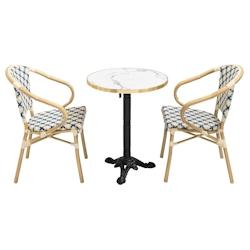 Oviala Business Ensemble table de terrasse marbre blanc et 2 chaises bleu - Oviala - bleu aluminium 112208_0