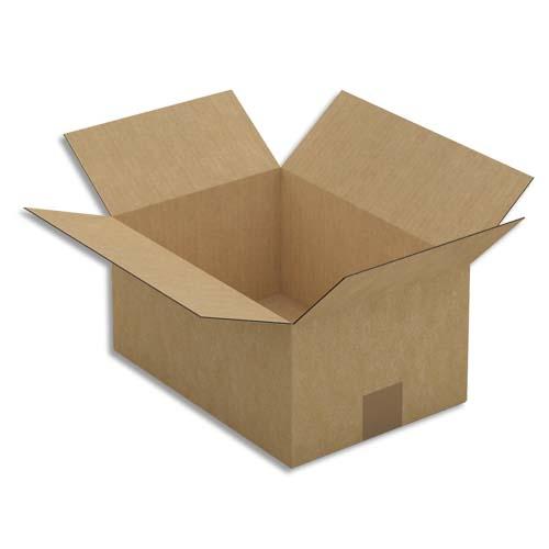 PAQUET DE 25 CAISSES AMÉRICAINES SIMPLE CANNELURE EN KRAFT BRUN - DIMENSIONS : 31 X 15 X 22 CM
