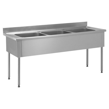 PLONGE 3 BACS SANS ROBINETTERIE LONGUEUR 1900 MM