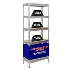 PROREGAL Étagère charge lourde RIVET, HxLxP 180x75x35cm, 150kg par niveau, Système d'emboîtement innovant, Galvanisé, Étagère robuste de Garage_0