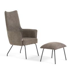 RATTATAN Fauteuil avec repose-pieds pour lecture,salon,entrée,chambre à coucher en tissu,pieds en métal,design élégant et confortable–CATERINA_0