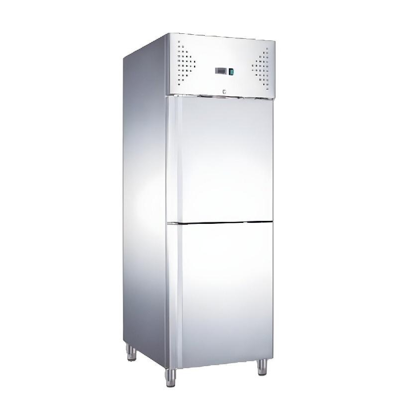 Romux® Armoire Réfrigérée Positive 2 Portillons 74 cm avec Refroidissement Froid Ventilé en Acier Inox avec Capacité de 650 L - 3 Étagères et_0