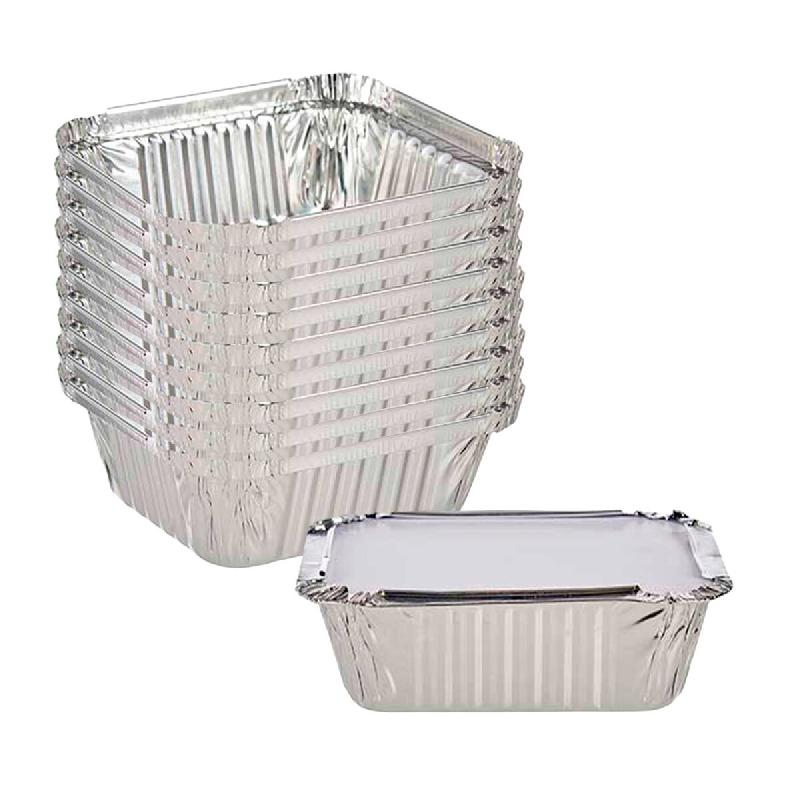 San Ignacio - KINVARA - Lot de 10 barquettes profondes en aluminium avec petits couvercles 500 ml - argenté aluminium SANR004_0
