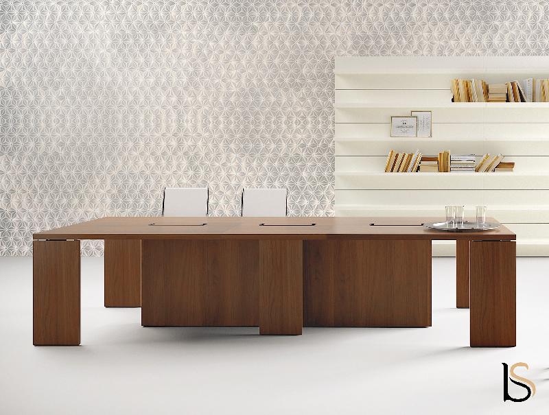 Table de réunion Lithos pour 8 à 10 personnes - Dellarovere - 320, Chêne foncé_0