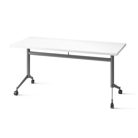 TABLE RABATTABLE POLLY L.160 X P.70 CM PLATEAU BLANC - ANTHRACITE