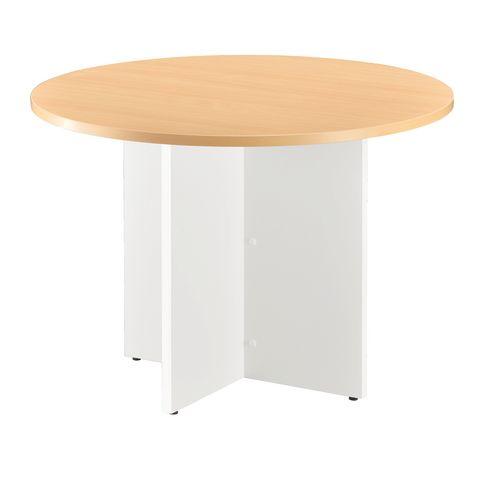 TABLE RONDE 100 CM PIED PLATEAU HÊTRE PIEDS CROIX PLEINS BOIS BLANC EXCELLENS
