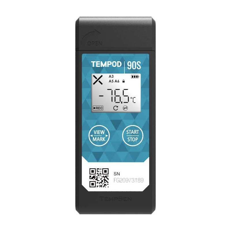 TEMPOD 90S - Enregistreur de température -90°C pour transport sous glace carbonique, usage unique avec prise USB et rapport PDF automatique_0