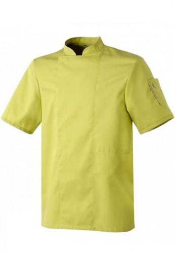 Veste de cuisine NERO - manches courtes verte pistache - boutons pressions cachés - Robur_0