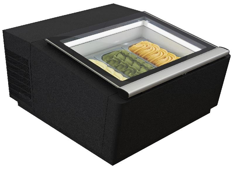 Vitrine à creme glacée a poser noir s'ouvre du côté fonctionne... - P7292.0010_0