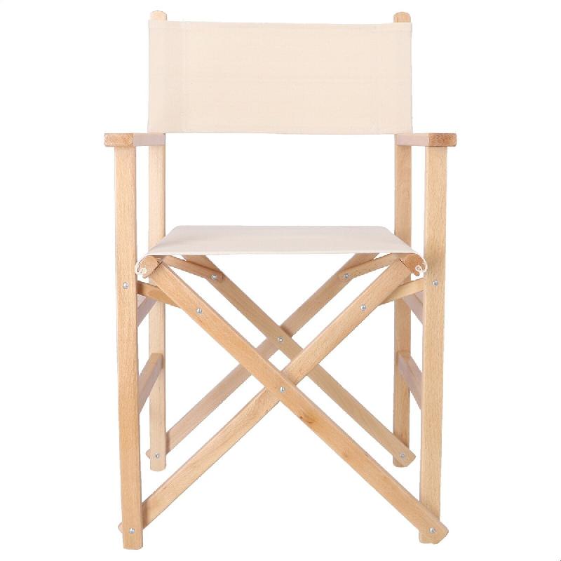 WellHome - Fauteuil director sunset finition vernie - toile écrue 51x46x86 cm - beige WH13260_0