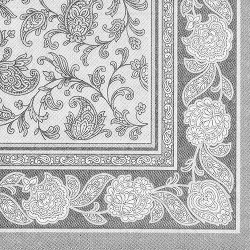 50 SERVIETTES DE TABLE PAPSTAR « COLLECTION ROYAL », PLI 1/4, 40 CM X 40 CM, GRIS « ORNAMENTS »
