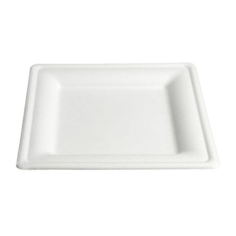 ASSIETTE JETABLE BIODÉGRADABLE CARRÉE 20 CM (VENDU PAR 50)