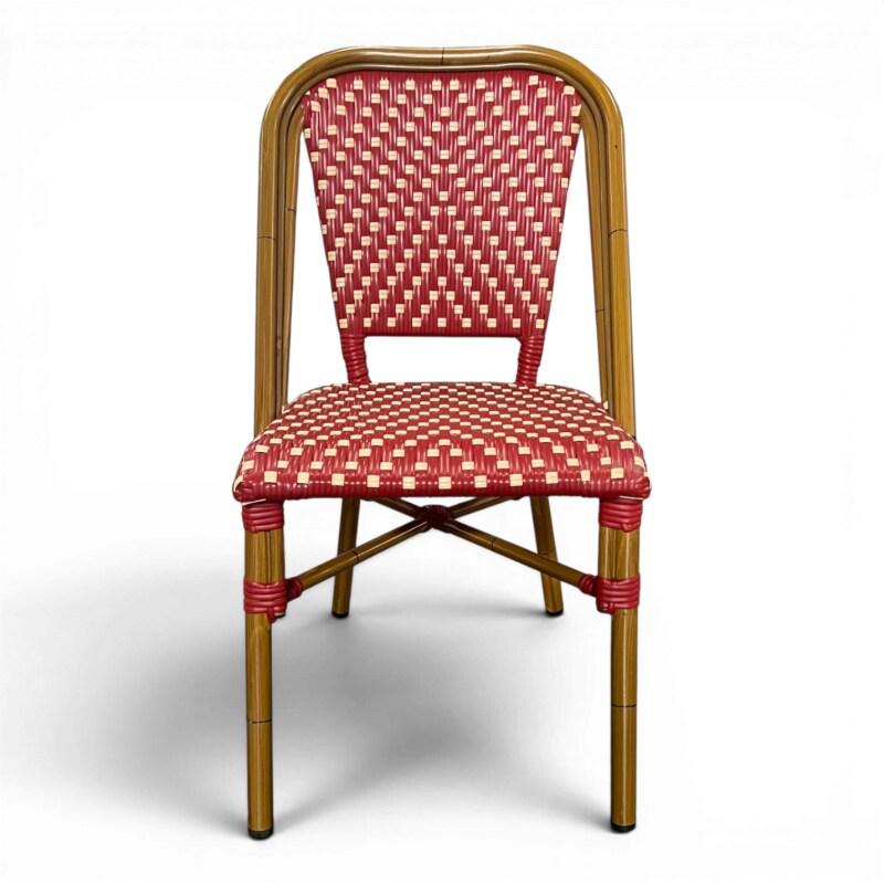 Bistromania SAINT-ÉTIENNE chaise terrasse aluminium résine tressée rouge crème L47 P56 H84 cm - rouge aluminium EA297_0