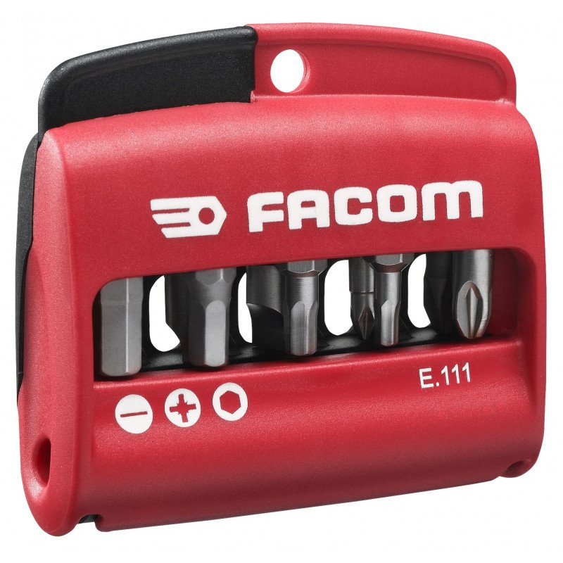JEU DE 10 EMBOUTS MIXTE FENTE / PZ / 6 PANS - FACOM - E.111PB