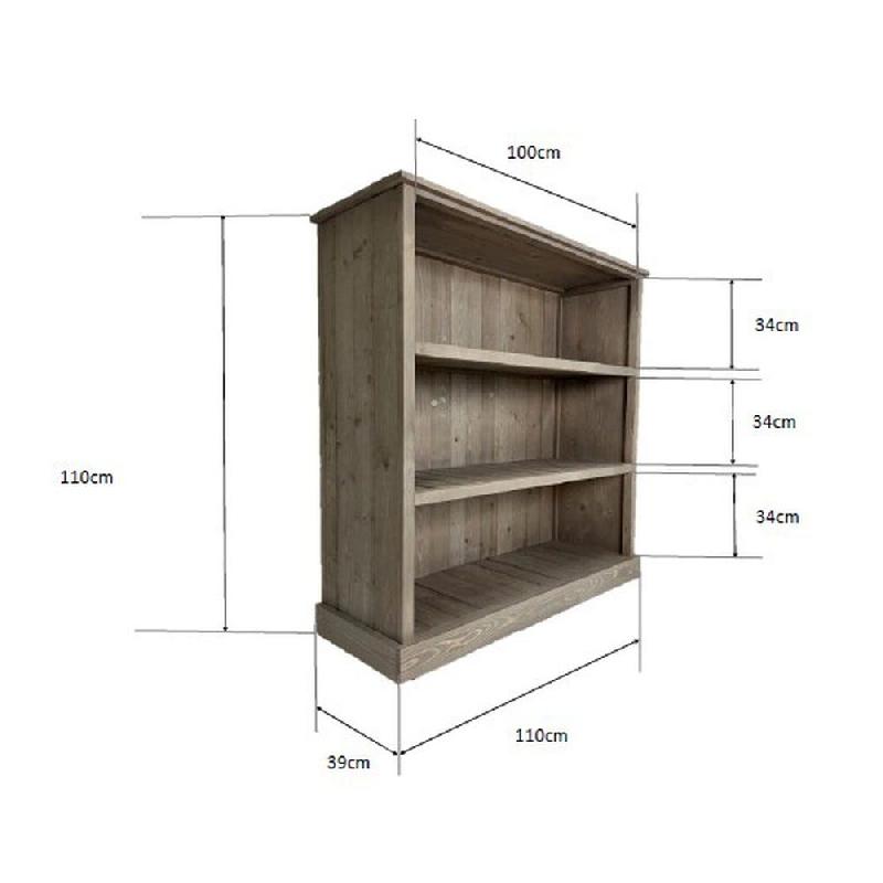 Buffet Héritage 2 étagères pin vieilli L110xP39xH110cm_0