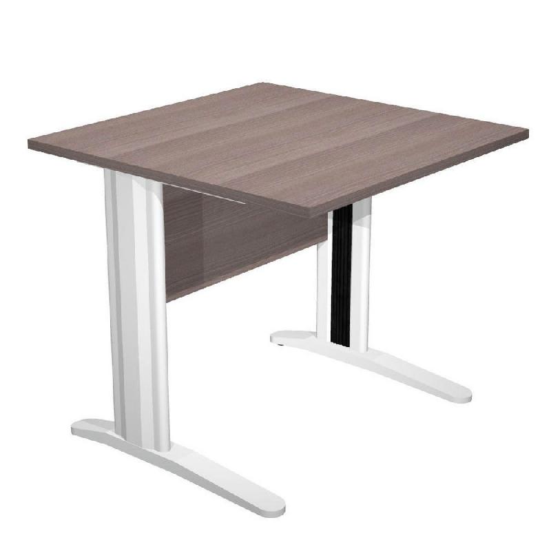 BUREAU DROIT PRONTO PRESTIGE - L.80 X P.80 CM - PLATEAU CENDRE - PIEDS L BLANCS