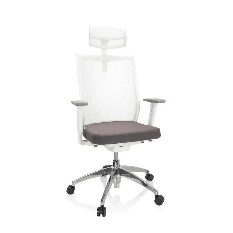 Chaise de bureau / Fauteuil pivotant ASPEN WHITE PRO Tissu maille / Tissu gris hjh OFFICE - blanc polyester 657632_0